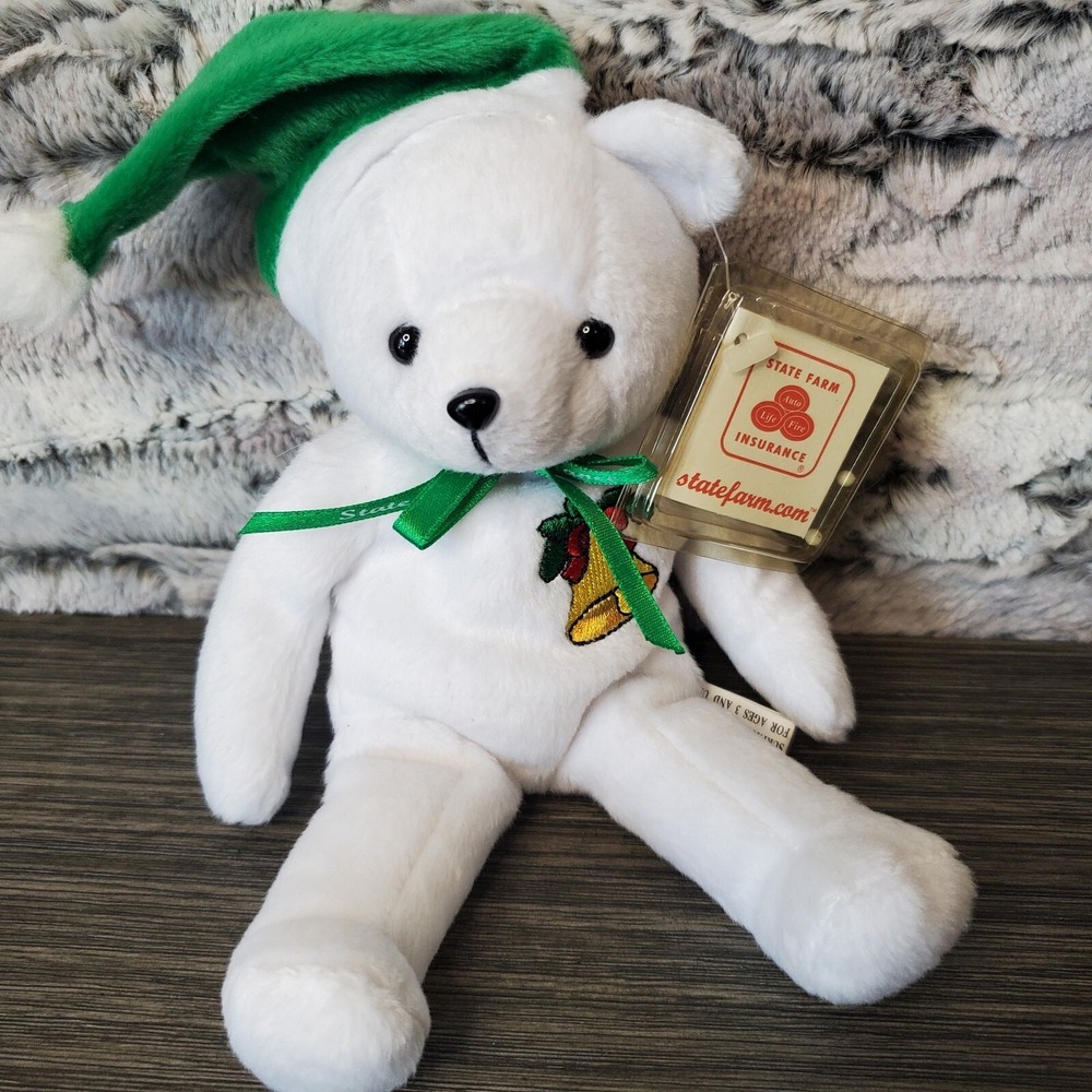 STATE FARM INSURANCE BEAN BAG PLUSH CHRISTMAS TEDDY BEAR‎ - TAG 8 in Advertising